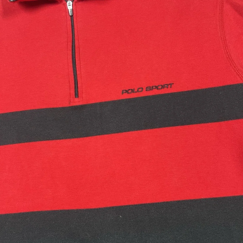 POLO SPORT by Ralph Lauren Vintage 1/4 Zip Rugby Stripe Shirt Mens M Made In USA